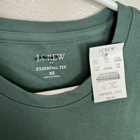 J.Crew Essential Short-Sleeve Crewneck Tee WMNS XS Pale Spinach Cotton Slim Fit - Picture 4 of 8